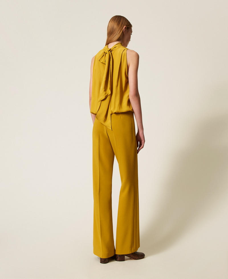 Wide crêpe trousers Mustard Yellow Woman 252TP2591_12607_03