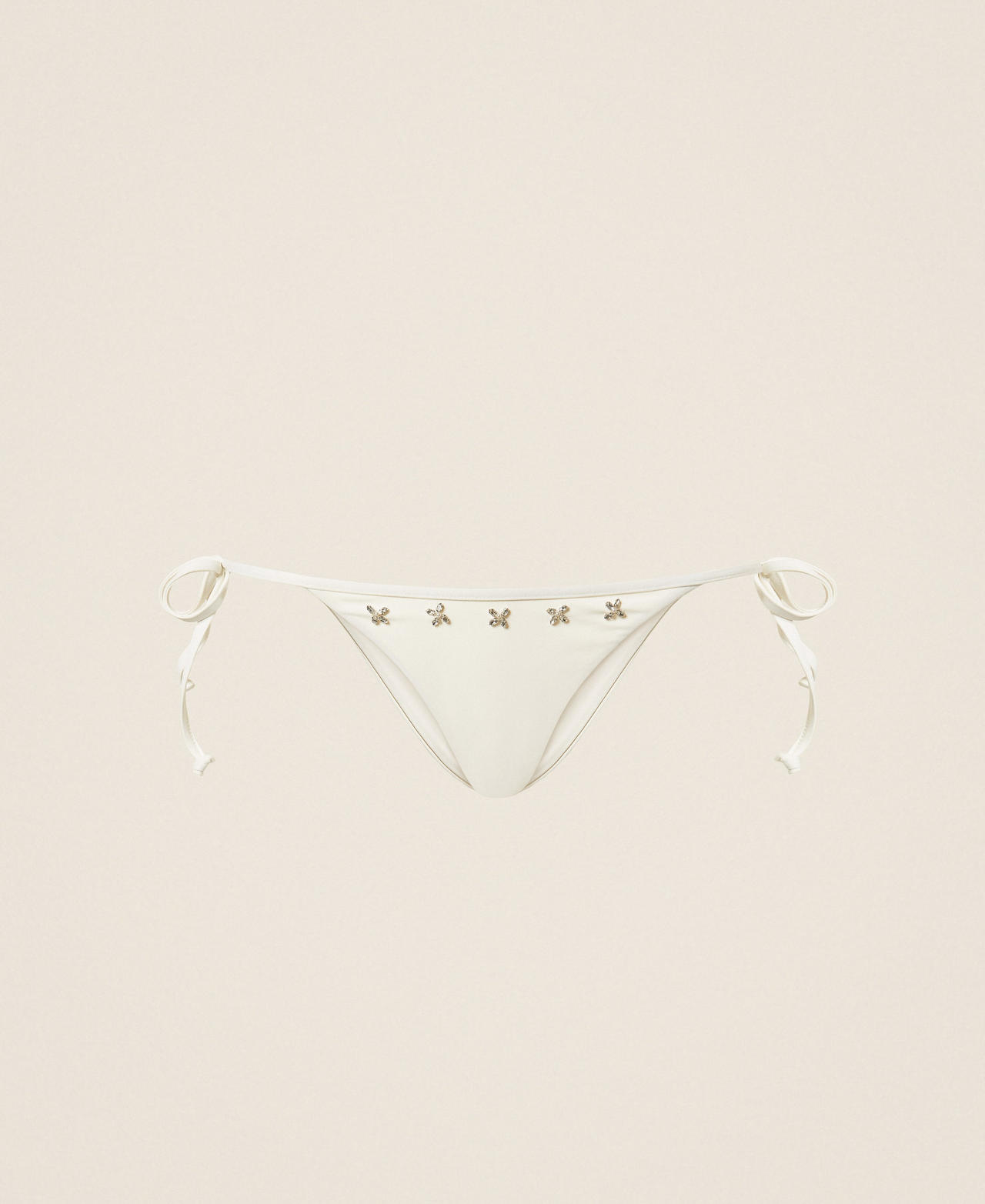 Twinset Women's Off White Bikini Thong With Embroidery