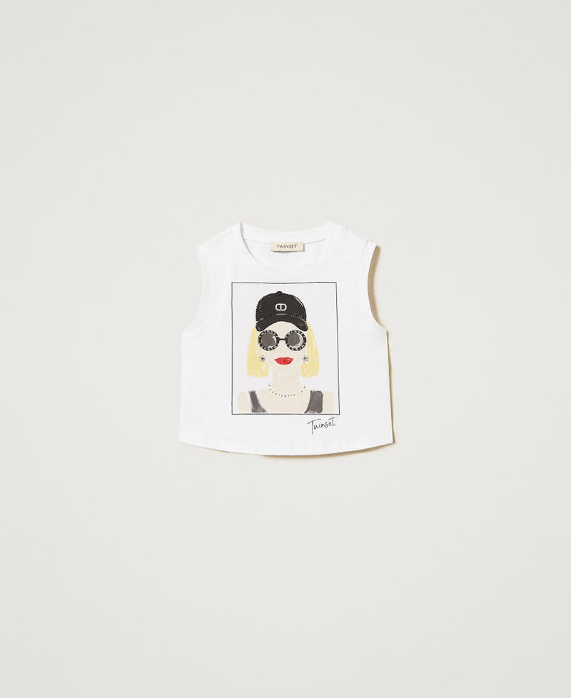 Crop-Top mit Print und Strass Print Girl / Ice Mädchen 251GJ2483_12332_0S