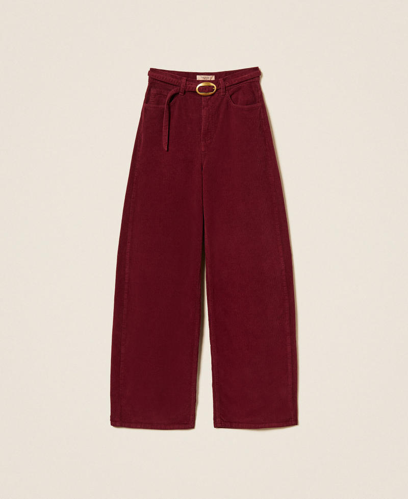 Ballonhose aus geripptem Samt Bordeaux Frau 262TT2361_00020_S0