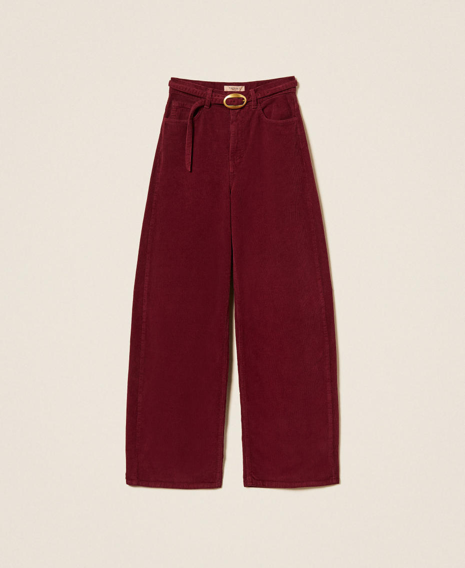 Ballonhose aus geripptem Samt Bordeaux Frau 262TT2361_00020_S0