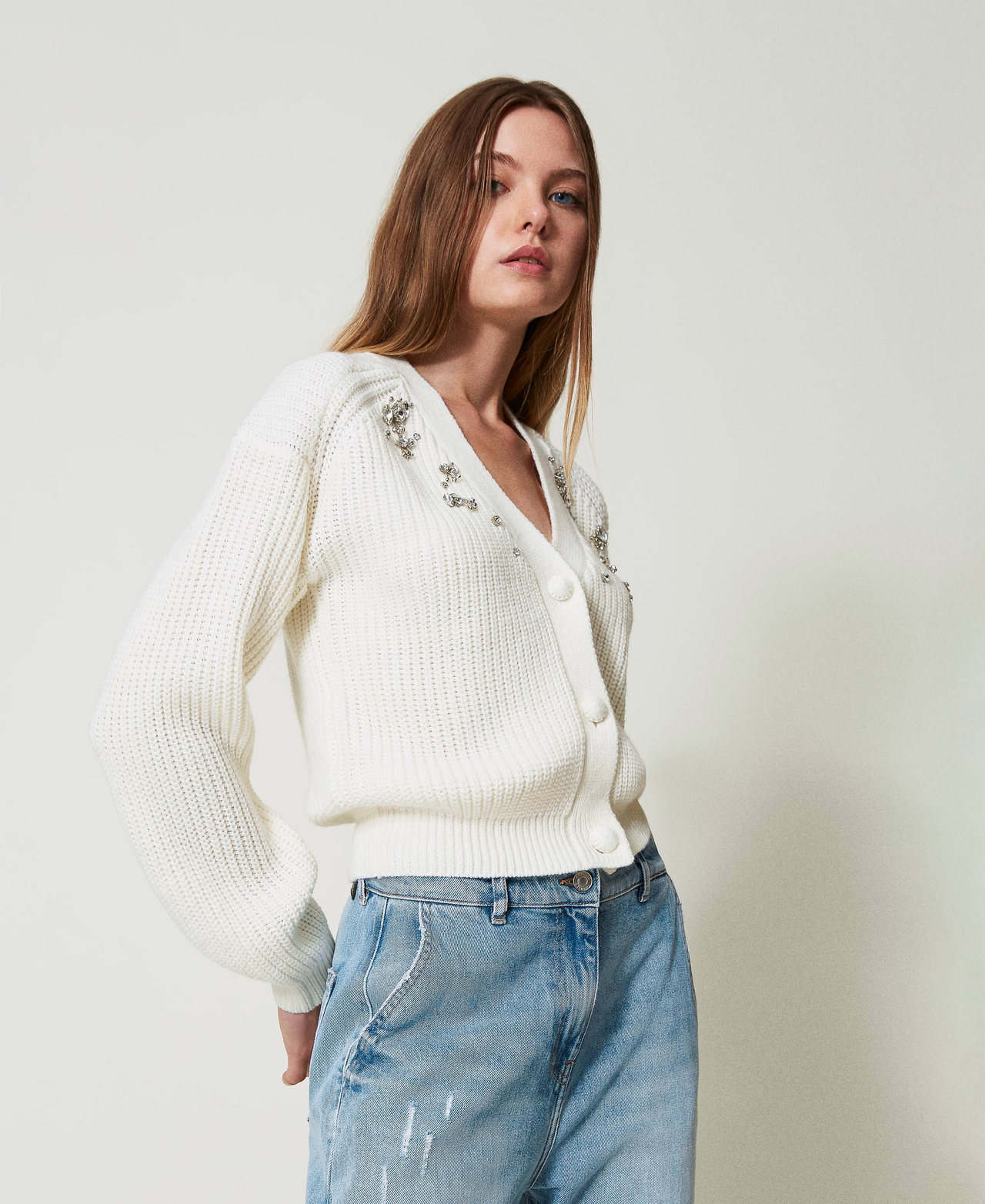 Cardigan with handmade embroidery