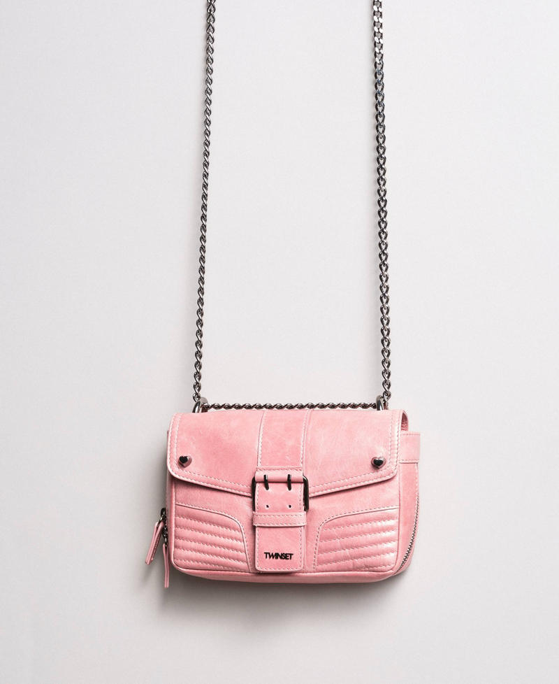 Rebel leather shoulder bag Pink Pearl Woman 191TA7237-02