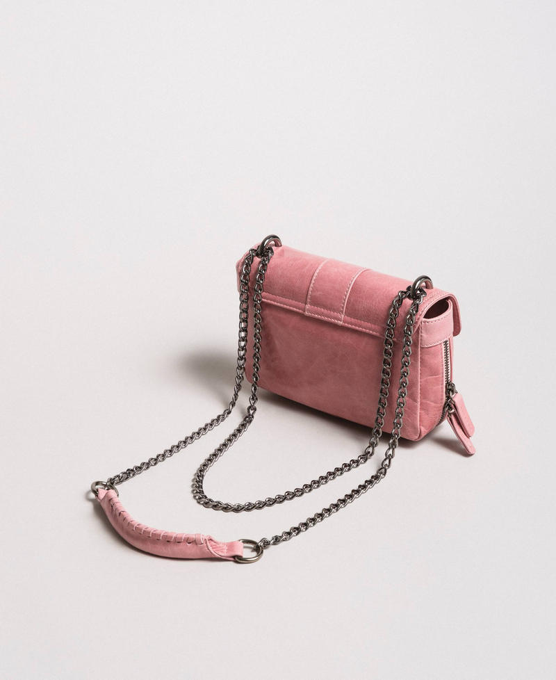 Rebel leather shoulder bag Pink Pearl Woman 191TA7237-04