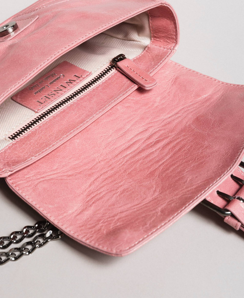 Rebel leather shoulder bag Pink Pearl Woman 191TA7237-05