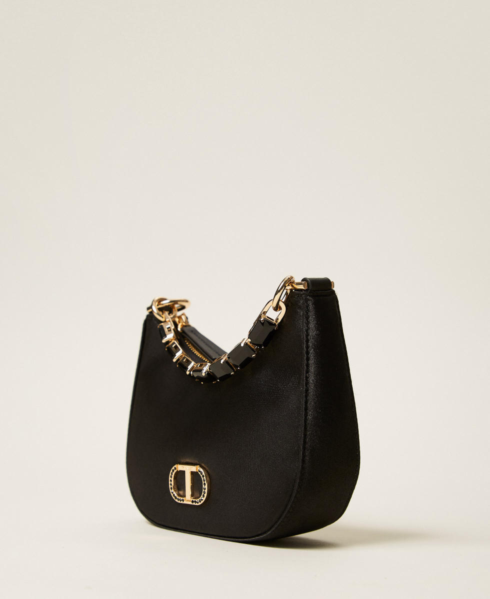 'Croissant' satin bag with rhinestones Black Woman 252TB7221_00006_02