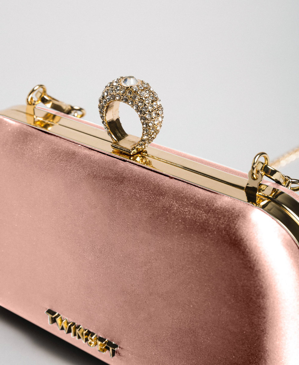 Pochette en satin Rose Chair Fonc&eacute; Femme 192TQ706A-04