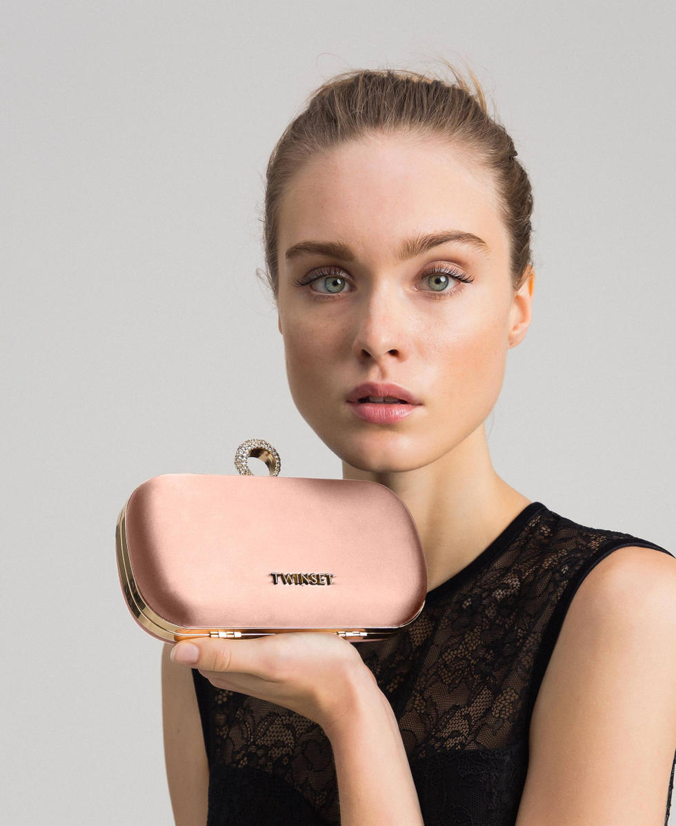 Pink satin clutch hotsell