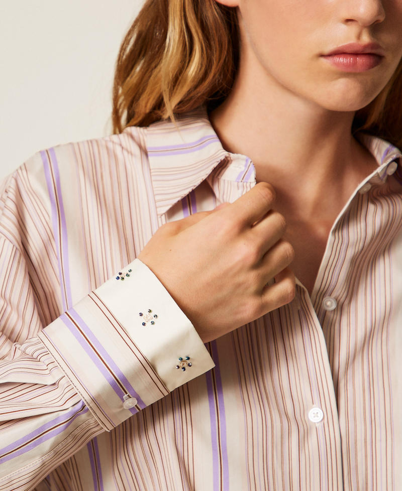 Striped recycled cotton shirt Micro Stripe Print Woman 252AP2340_12666_03