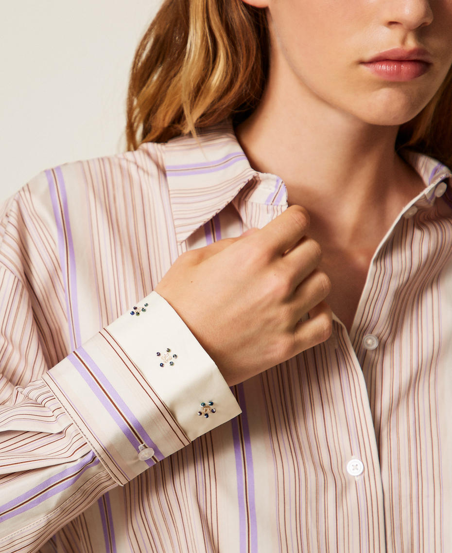 Striped recycled cotton shirt Micro Stripe Print Woman 252AP2340_12666_03