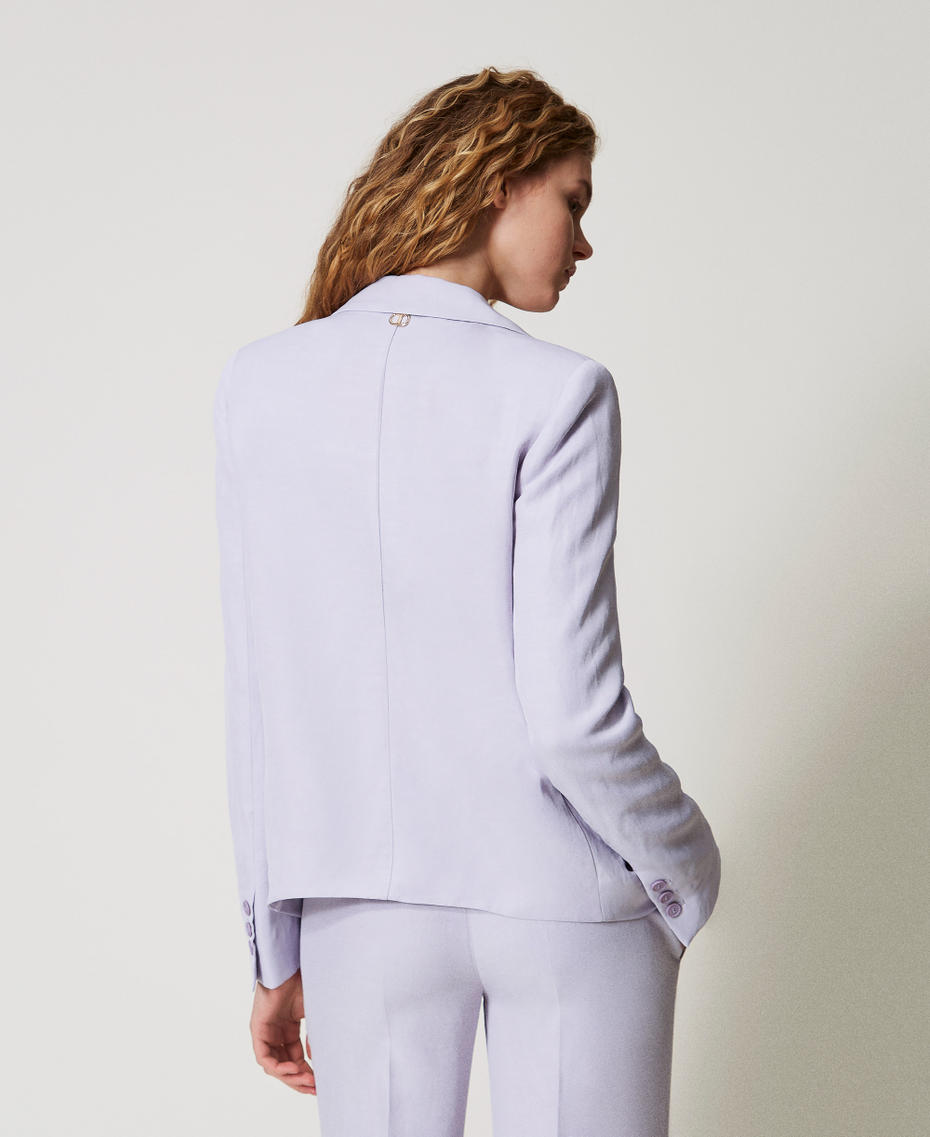 Blazer with rounded bottom hem Lilac Flowers Woman 251TT2300_00703_03