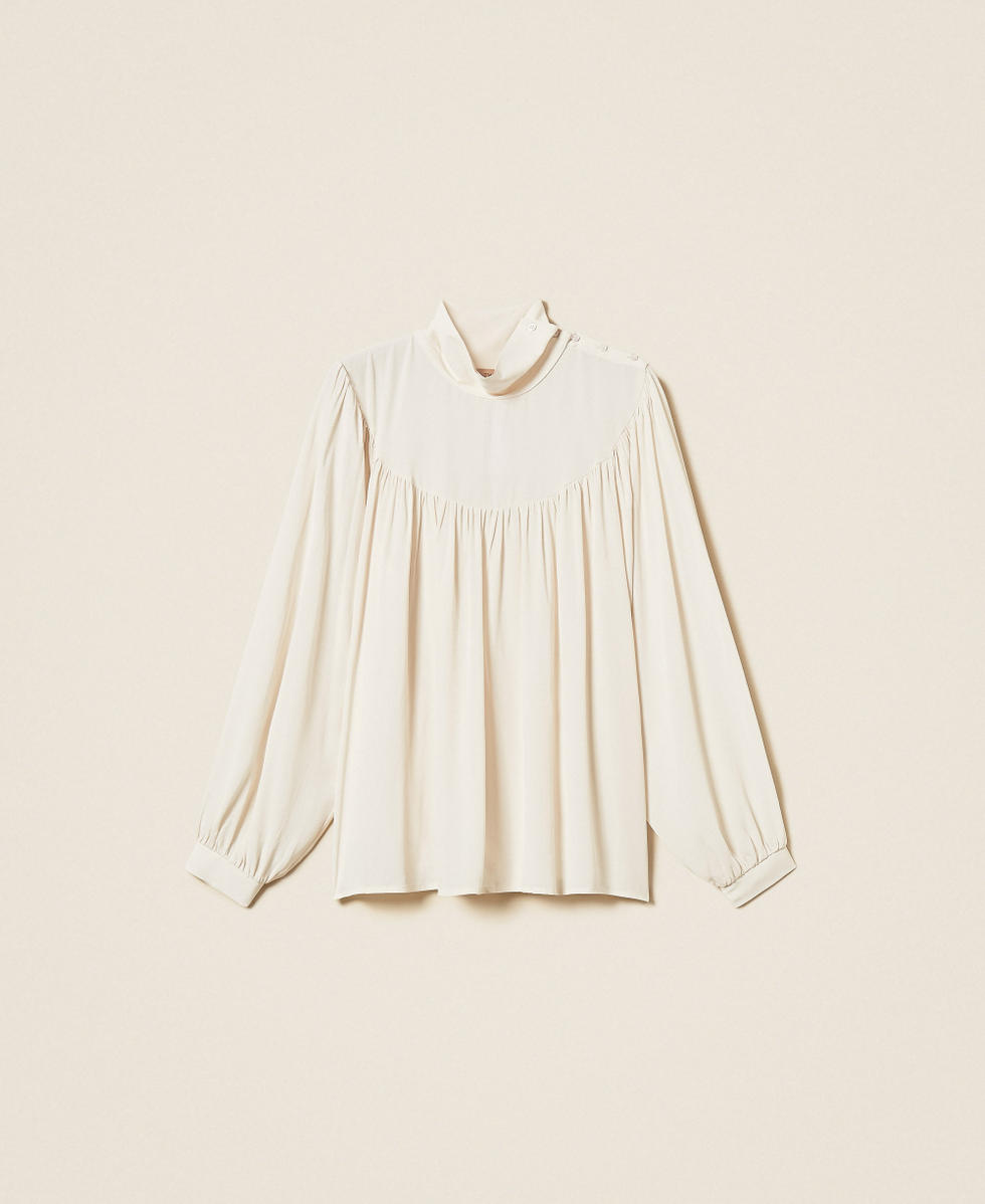 Blusa in cr&ecirc;pe de Chine con arricciatura