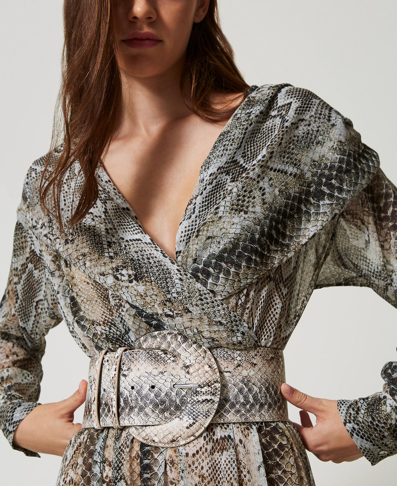 Cintura a vita alta con stampa snake