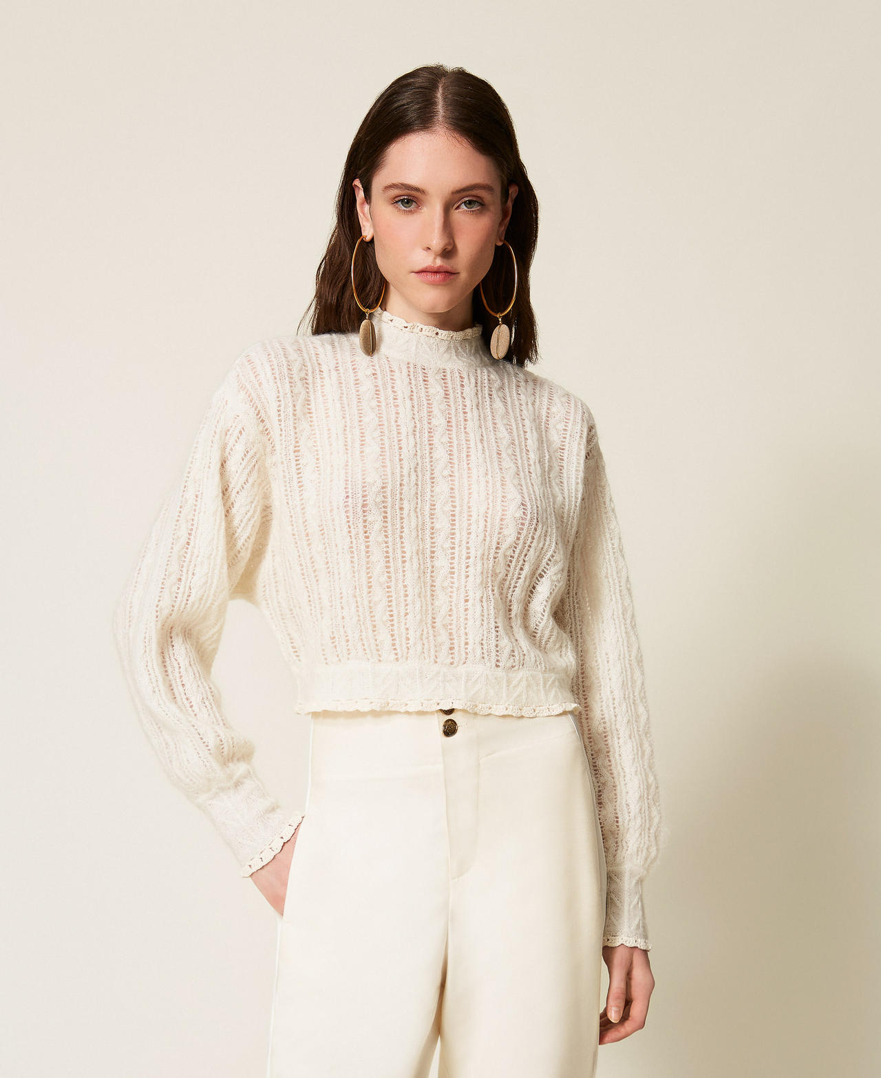 Wool and mohair blend jumper White Snow Woman 252TS3051_00282_01