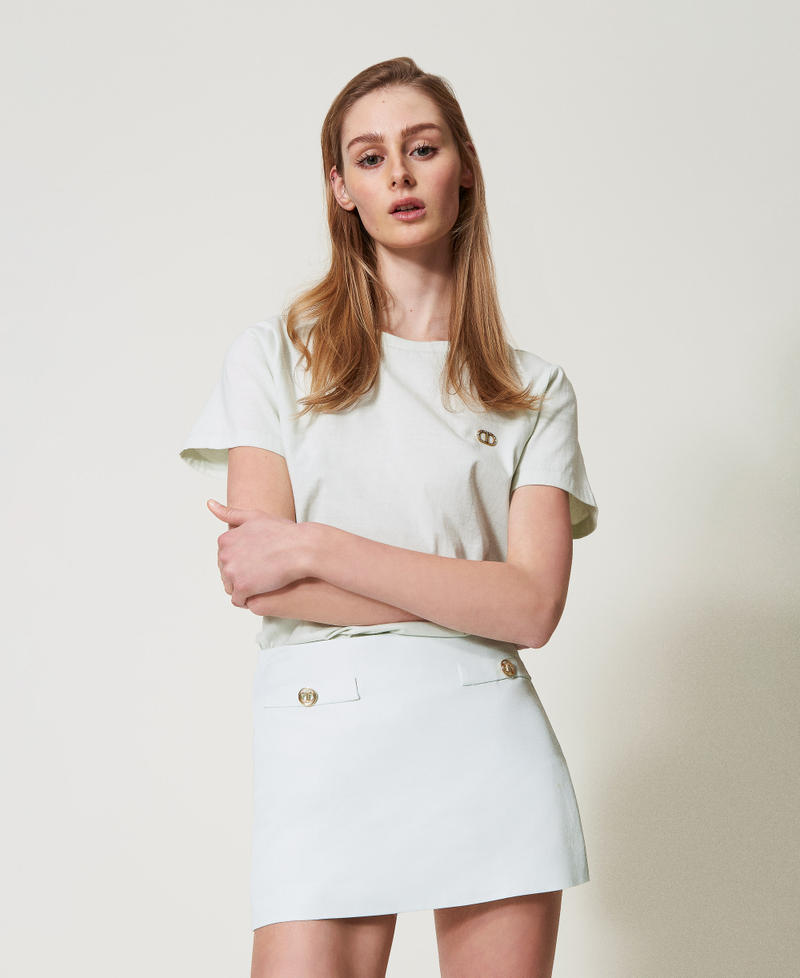 Linen-blend miniskirt Water Green Woman 251TT2307_12371_01