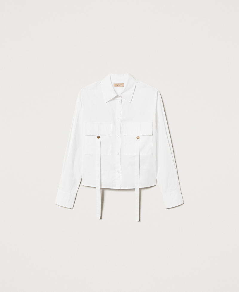 Chemise boxy en popeline Blanc Femme 251TF202A_00001_S0