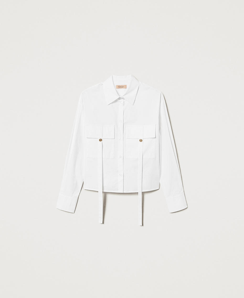Chemise boxy en popeline Blanc Femme 251TF202A_00001_S0