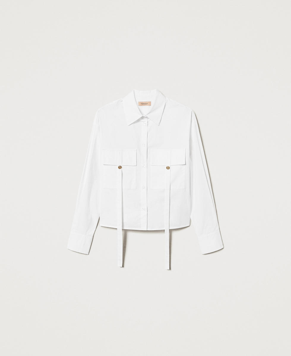 Camicia boxy in popeline Bianco Donna 251TF202A_00001_S0