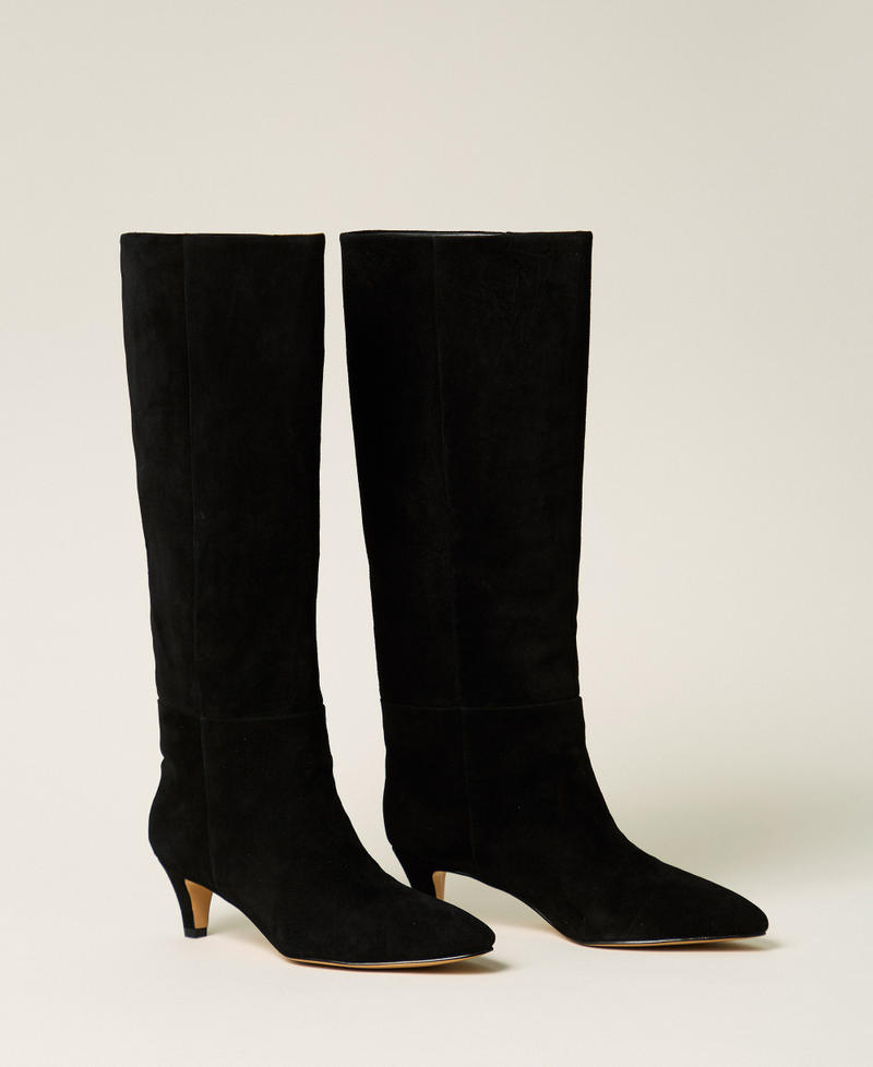 Bottes montantes en cuir velours Noir Femme 262TCP140_00006_02