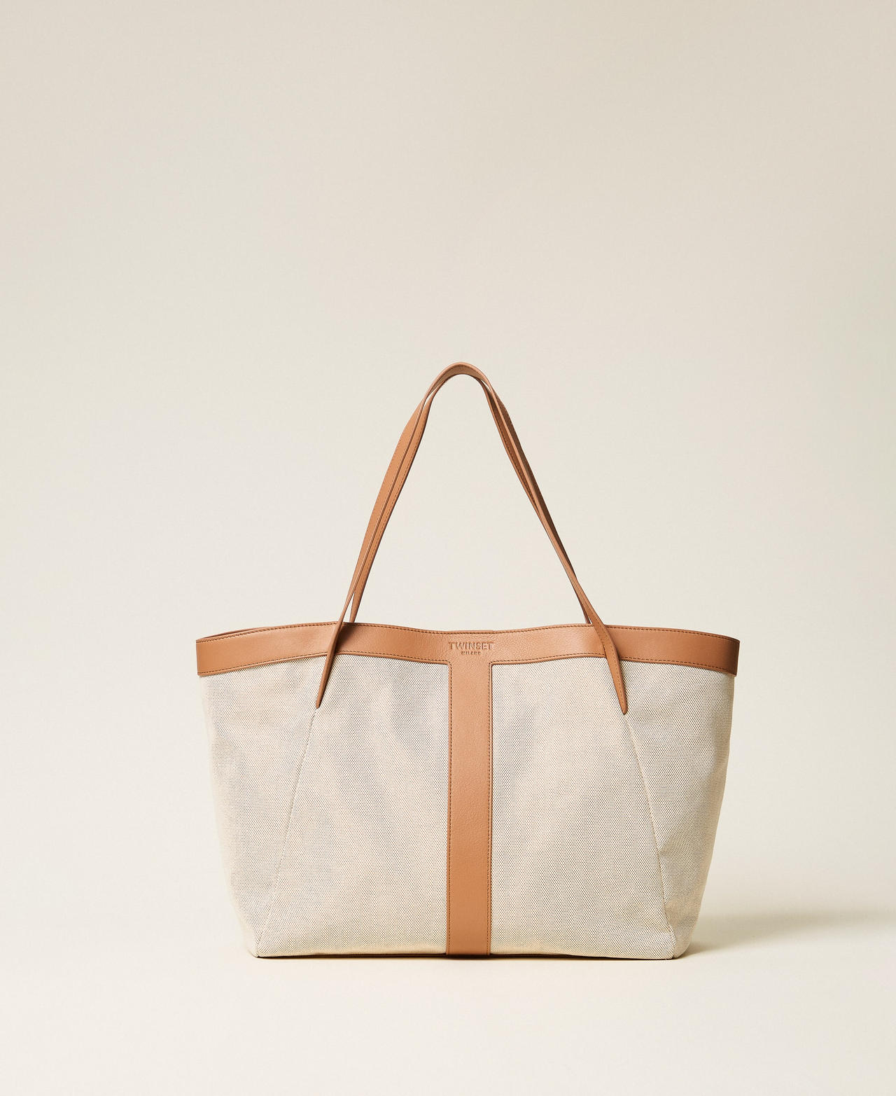 Twinset Cabas en toile et cuir