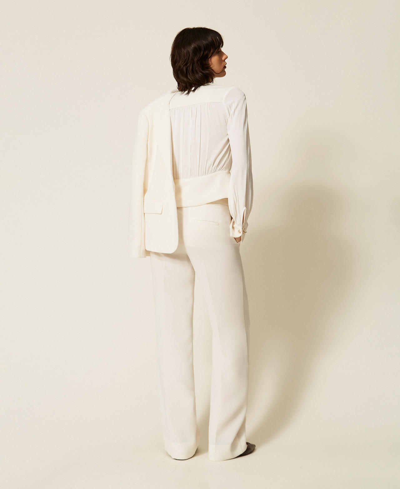 Cr&ecirc;pe palazzo trousers Mother Of Pearl Woman 262TP2043_00059_03