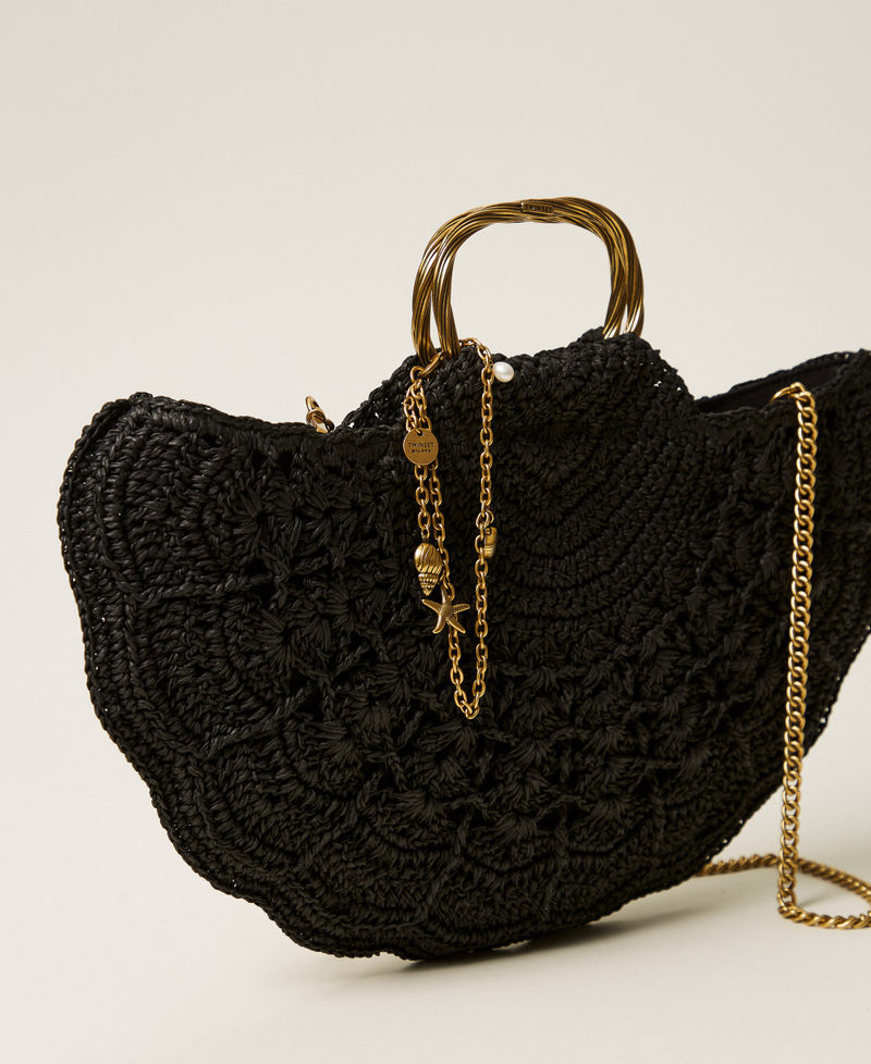 Crochet raffia shoulder bag Black Woman 261TD8320_00006_02