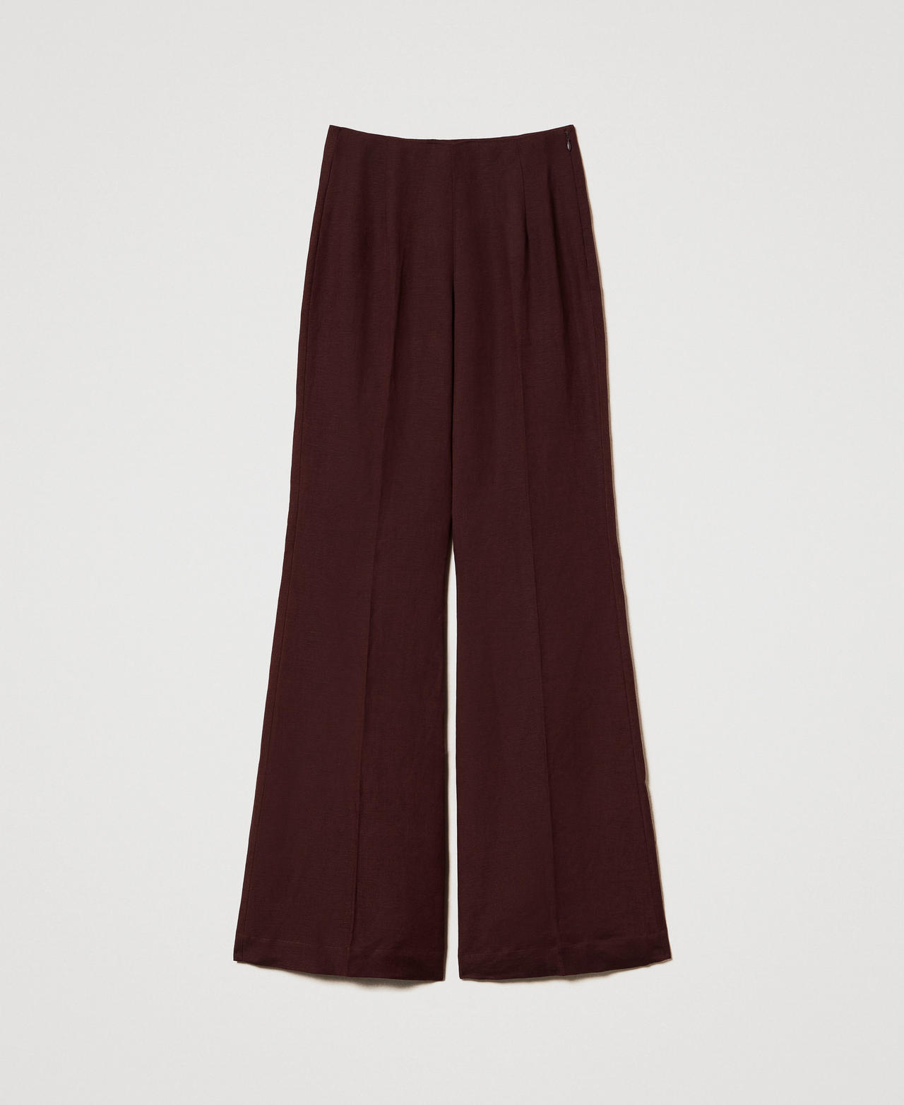 Linen blend flared trousers Coffee Liqueur Woman 251LL2BHH_12110_0S