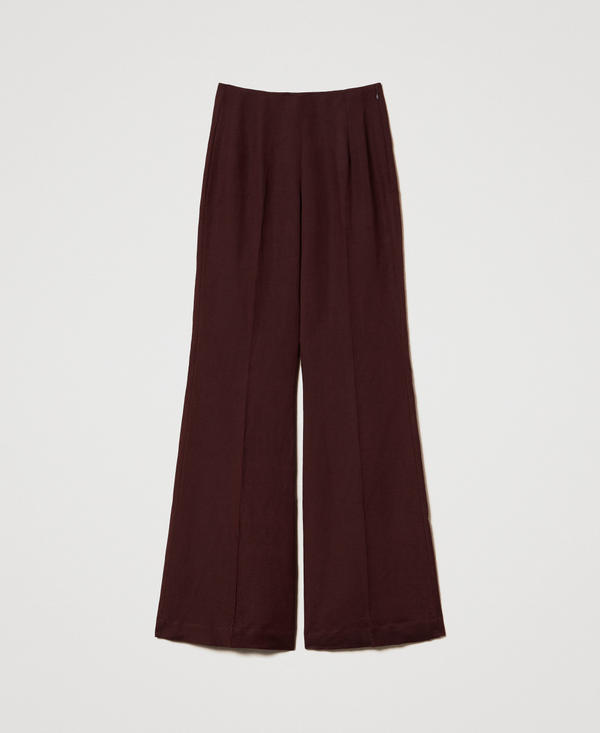 Pantaloni flare in misto lino