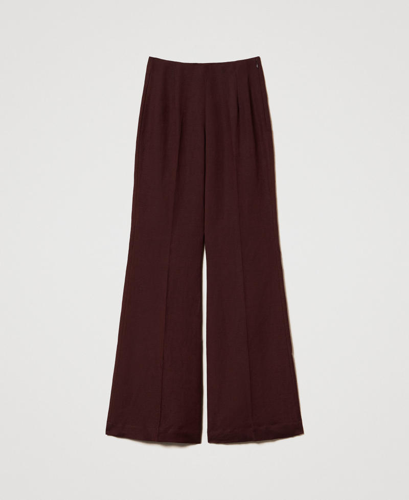 Linen blend flared trousers Coffee Liqueur Woman 251LL2BHH_12110_0S