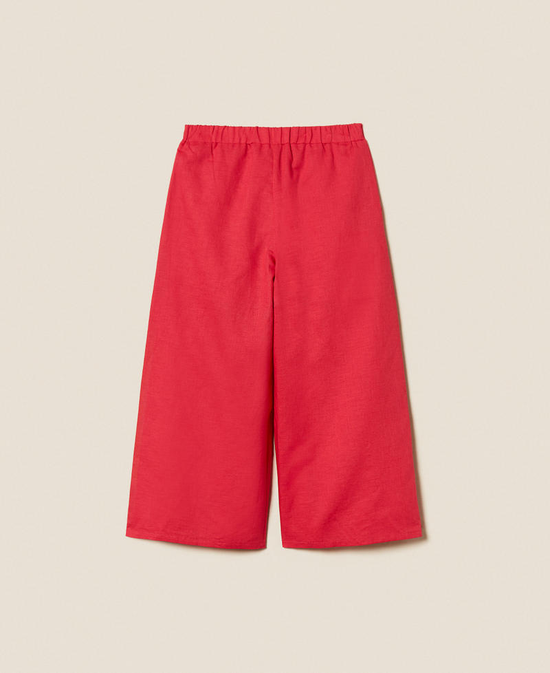 Linen cropped trousers Magenta Red Girl 261GJ2036_13160_S1