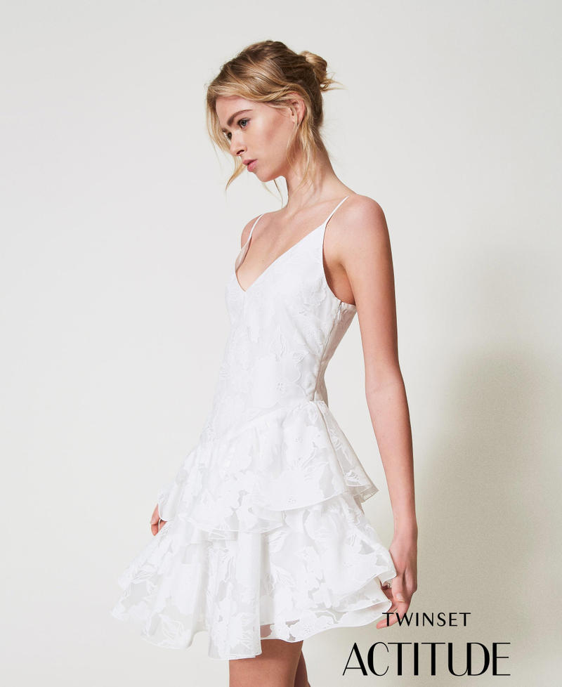 Short fil coup&eacute; organza dress "Papers" White Woman 251AP2410_00840_PA