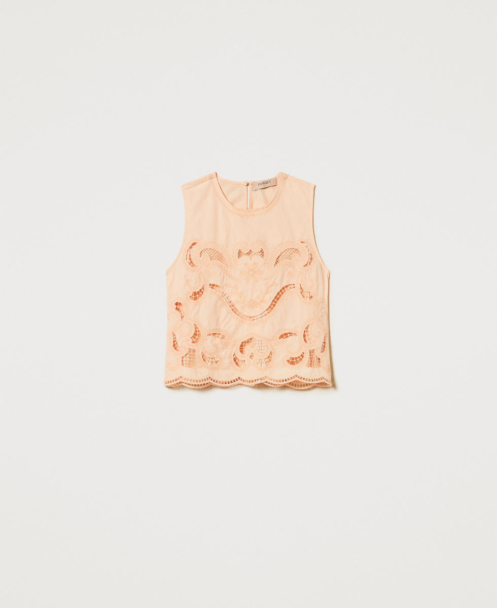 Top with openwork embroidery