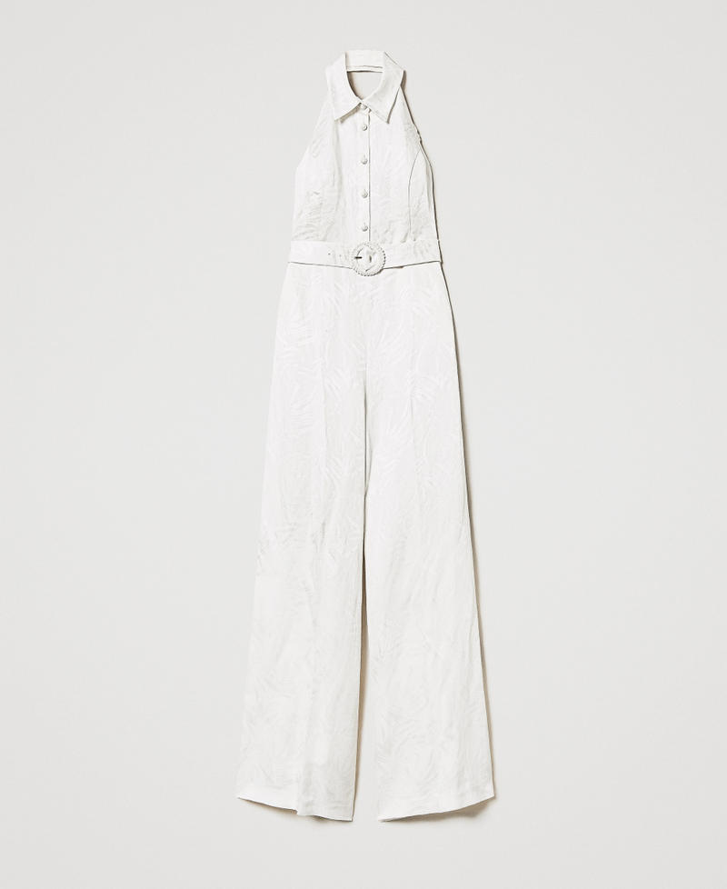Long jacquard satin jumpsuit White Snow Woman 251TT2170_00282_S0