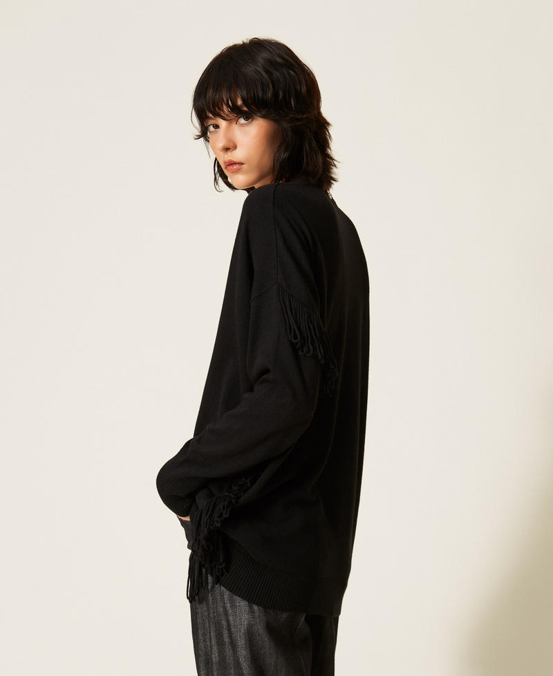 Fringed jumper Black Woman 262AP3012_00006_02