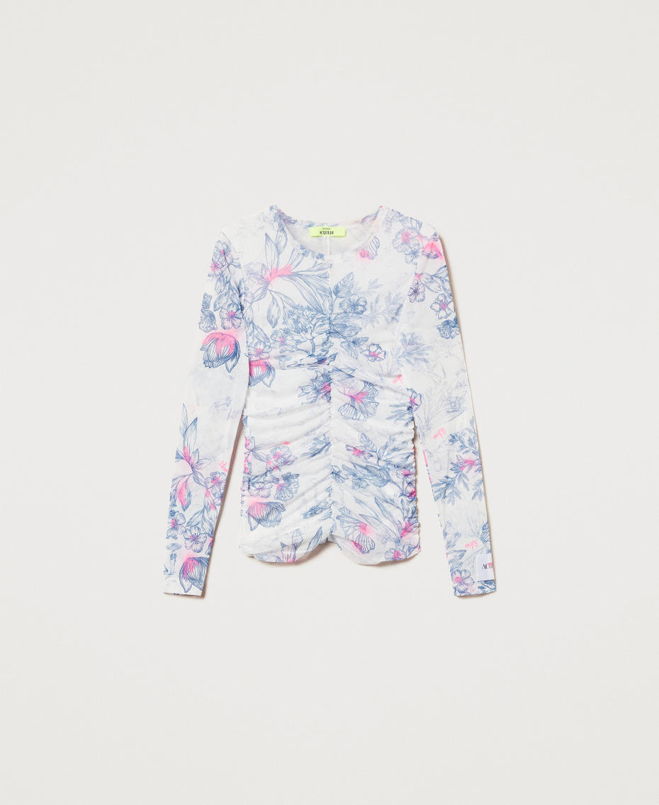 MYFO Bluse mit Raffmotiv Japanese Toile De Jouy Frau 251AQ2101_12431_S0