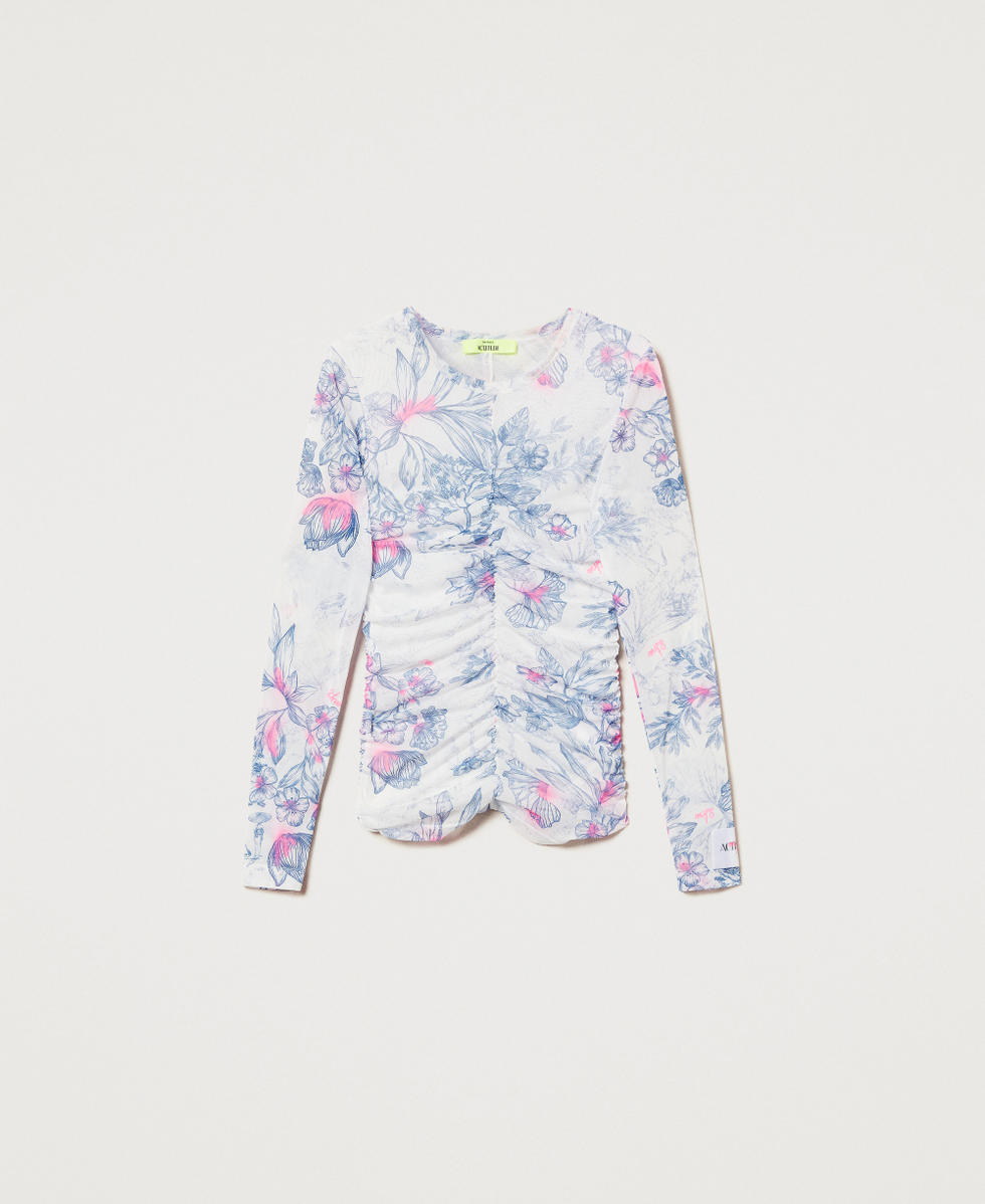 MYFO Bluse mit Raffmotiv