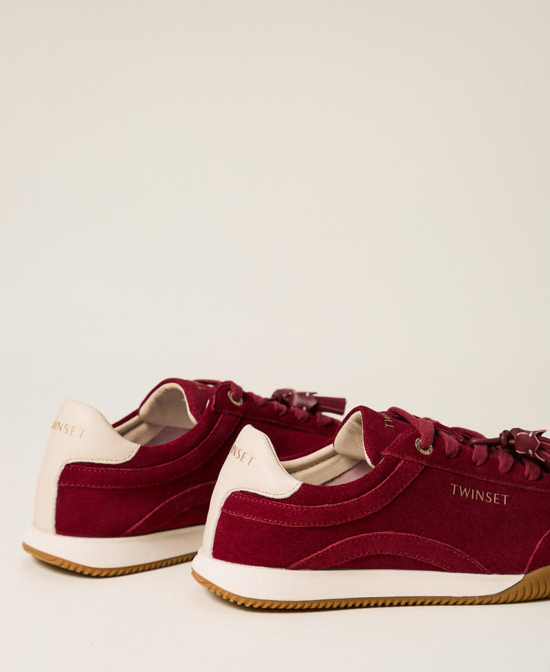 Suede trainers with tassels Indian Red Red Woman 262TCP090_00620_03