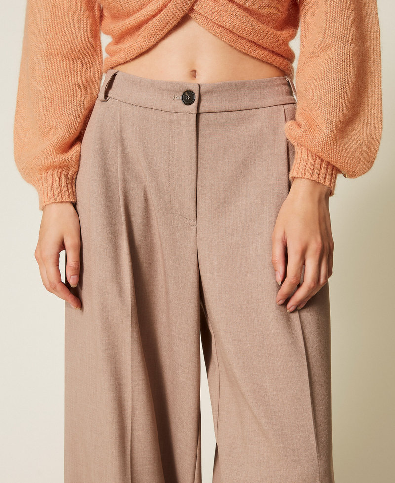Palazzo trousers with pleats Dove Brown Woman 252TF2043_12874_04