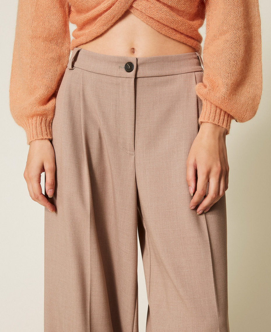 Palazzo trousers with pleats Dove Brown Woman 252TF2043_12874_04