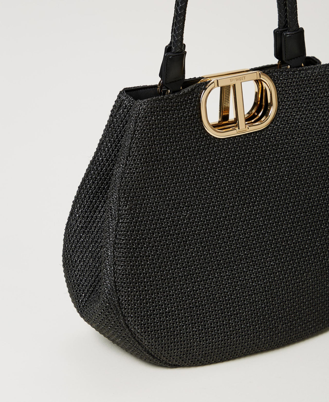 Borsa shopper 'Lila' effetto paglia intrecciata Nero Donna 251TB7240_00006_03