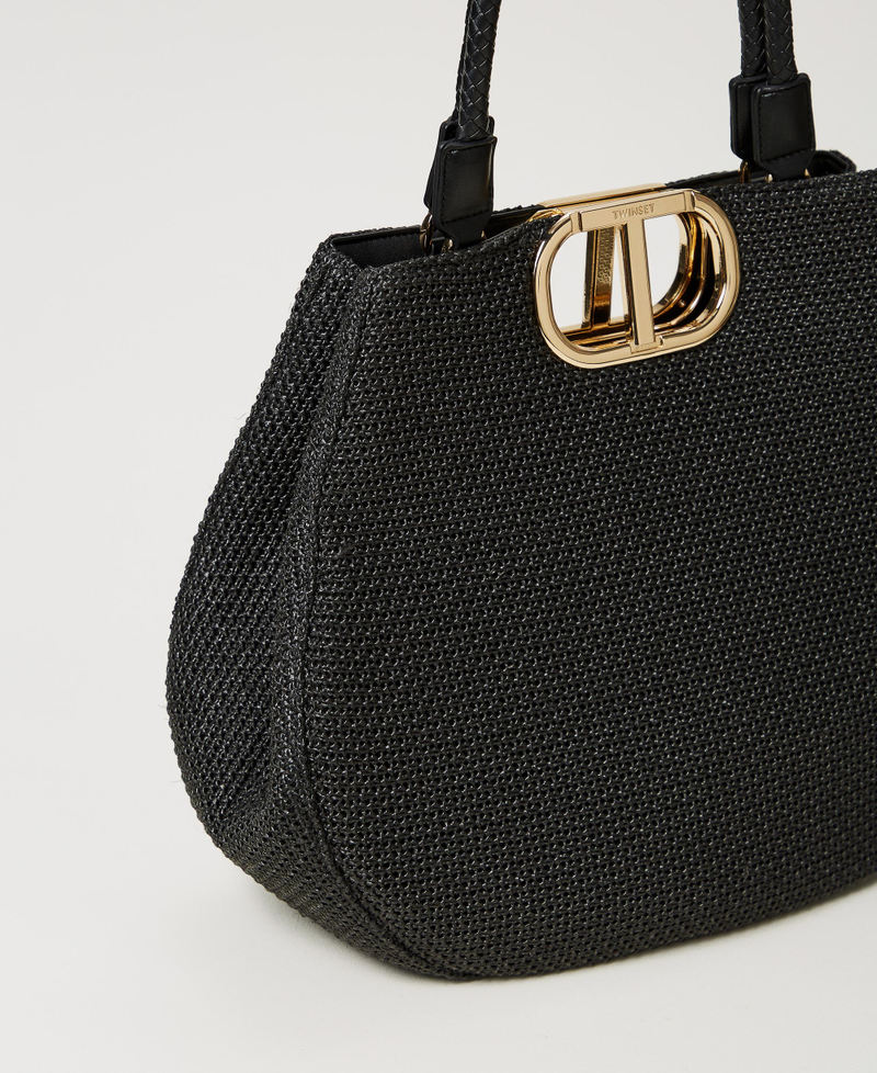 Borsa shopper 'Lila' effetto paglia intrecciata Nero Donna 251TB7240_00006_03