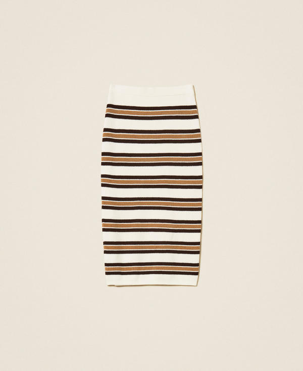 Midi knit skirt with stripes