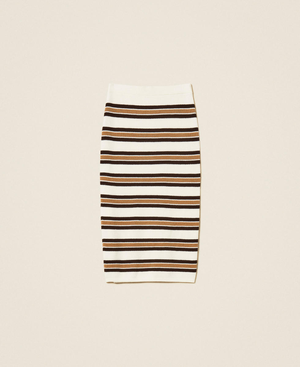 Midi knit skirt with stripes