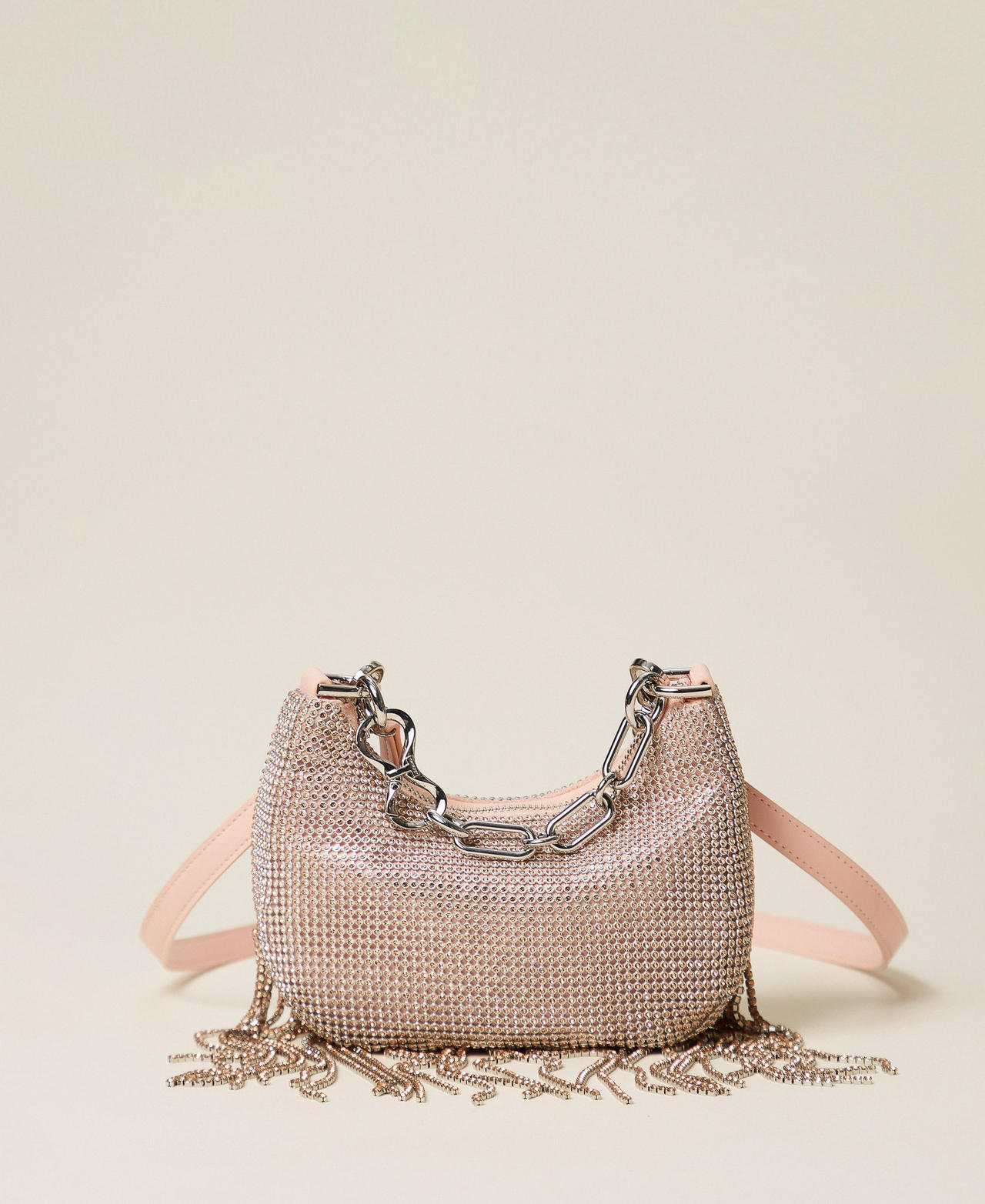 Bolso Mini Croissant de strass con flecos Rosa &laquo;Peach Pink&raquo; Mujer 261TB7360_11750_01