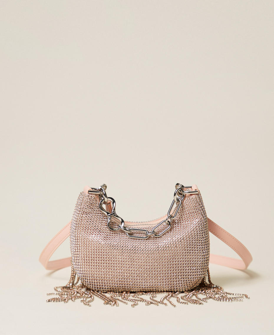 Bolso Mini Croissant de strass con flecos Rosa &laquo;Peach Pink&raquo; Mujer 261TB7360_11750_01