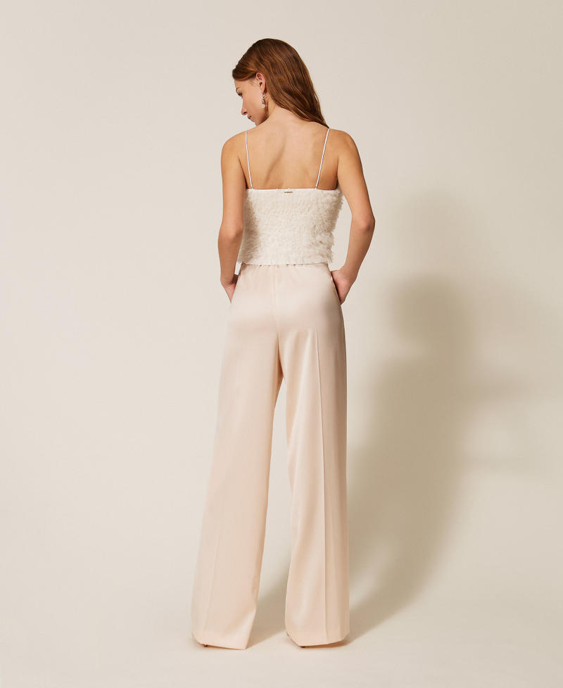 Wide satin trousers "Parchment" Beige Woman 261TP2391_07222_03