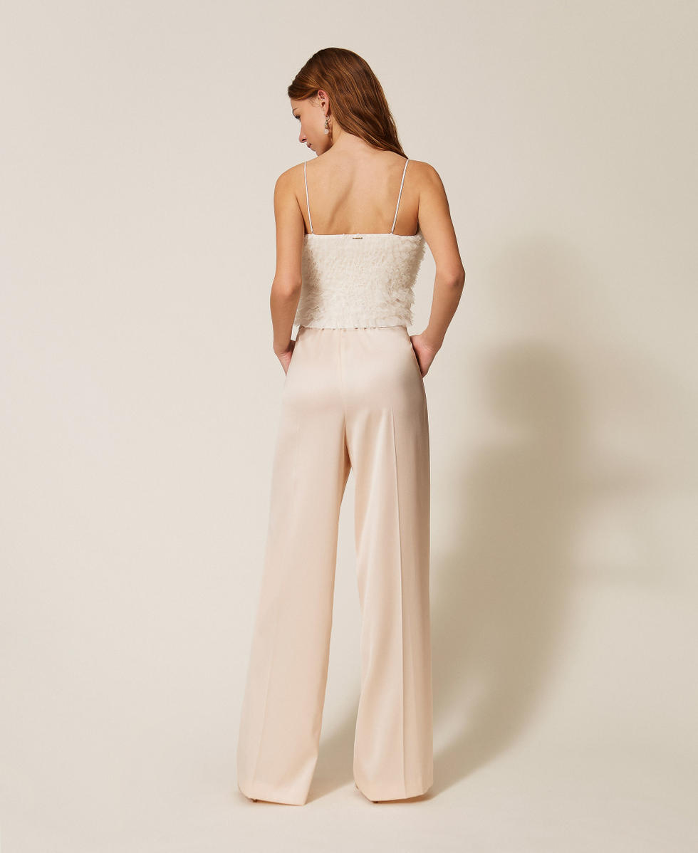 Wide satin trousers "Parchment" Beige Woman 261TP2391_07222_03