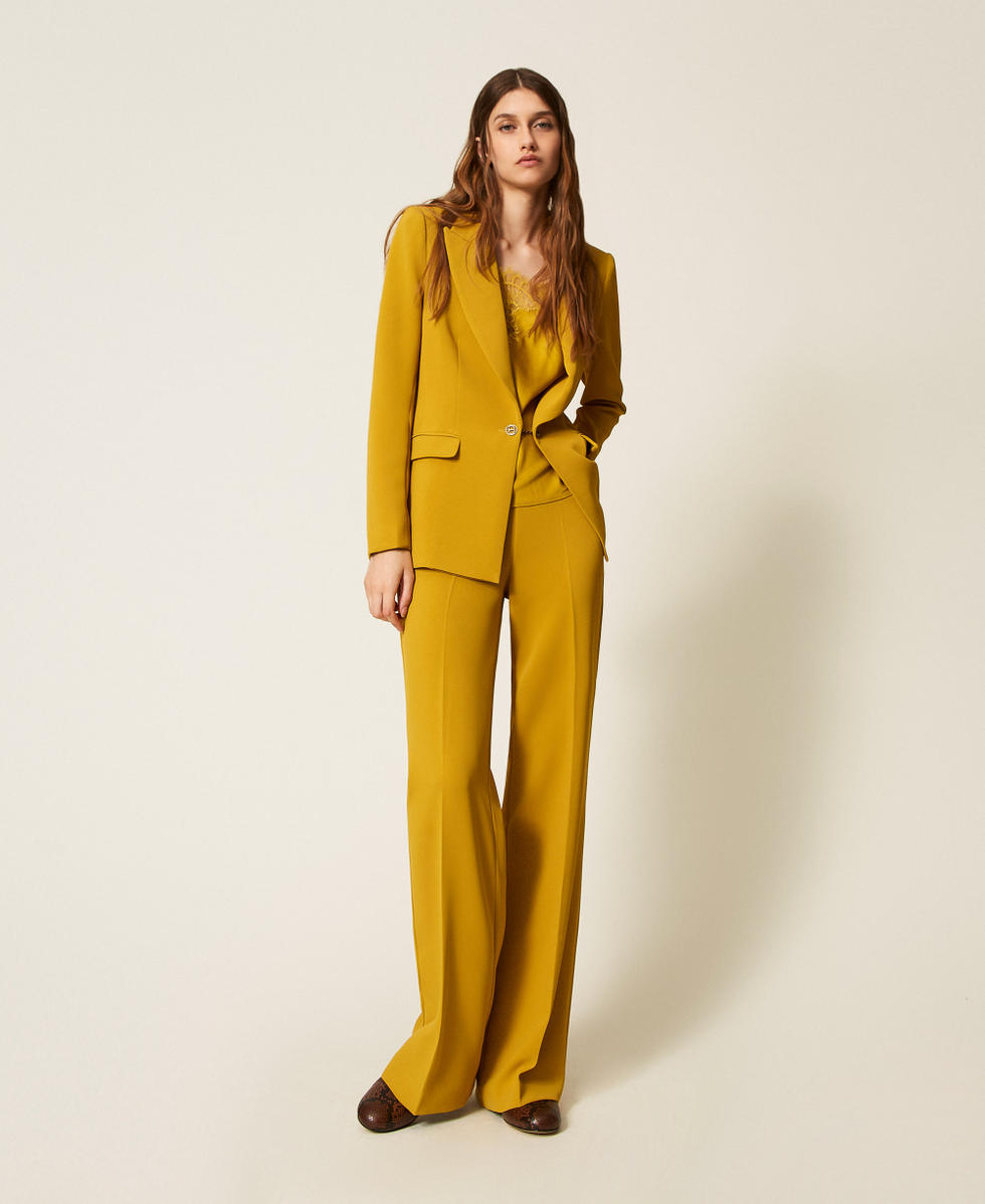 Top en satin et dentelle Jaune &laquo;&nbsp;Moutarde&nbsp;&raquo; Femme 252TP2391_12607_T0