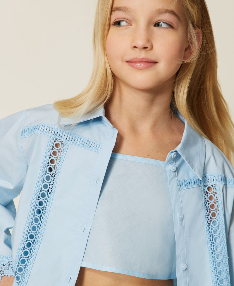 Hemdbluse aus Popeline mit Spitzeneinlagen Skyline M&auml;dchen 261GJ2040_04614_05