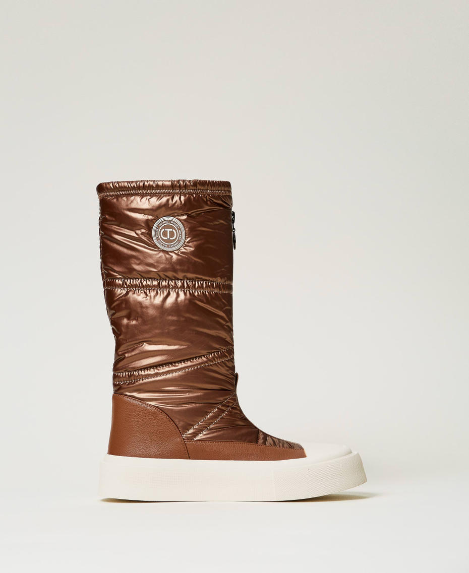 Padded boots with logo Dark Chocolate Brown Woman 242TGT200_00263_01